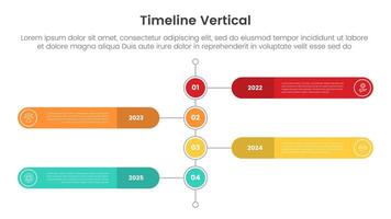 vertical timeline milestone infographic template banner with round rectangle and circle line connection with 4 point list information for slide presentation vector