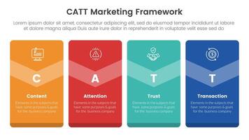 catt marketing framework infographic 4 point stage template with big box vertical badge banner for slide presentation vector