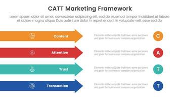 catt marketing framework infographic 4 point stage template with rectangle arrow right direction vertical stack for slide presentation vector