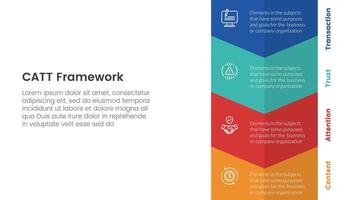 catt marketing framework infographic 4 point stage template with vertical arrow bottom direction for slide presentation vector
