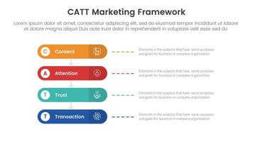 catt marketing framework infographic 4 point stage template with round rectangle horizontal for slide presentation vector