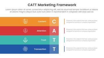 catt marketing framework infographic 4 point stage template with big rectangle box vertical stack on left layout for slide presentation vector
