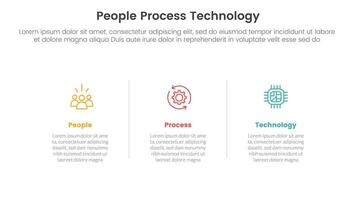 PPT framework people process technology infographic 3 point with horizontal clean information with line divider for slide presentation vector