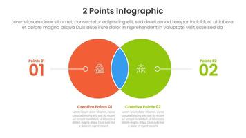 versus or compare and comparison concept for infographic template banner with small circle venn blending and line pointer with two point list information vector