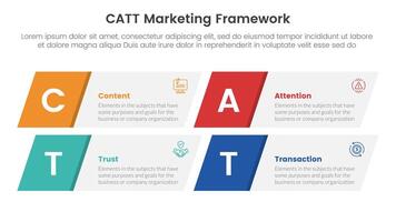 catt marketing framework infographic 4 point stage template with skew rectangle box for slide presentation vector