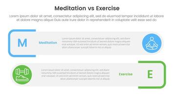 meditation vs physical exercise comparison or versus concept for infographic template banner with round rectangle box stack with two point list information vector
