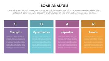 soar analysis framework infographic with rectangle table box with colorful style with 4 point list concept for slide presentation vector