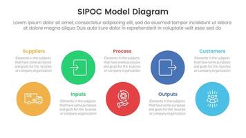 sipoc infographic template banner with big circle timeline ups and down with 5 point list information for slide presentation vector