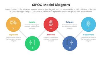 sipoc infographic template banner with timeline big circle connection line up and down with 5 point list information for slide presentation vector