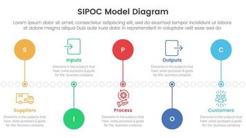 sipoc infographic template banner with timeline circle point up and down with 5 point list information for slide presentation vector