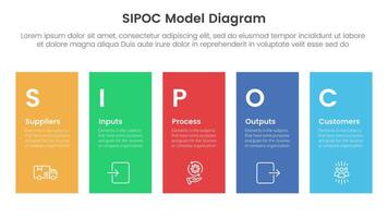 sipoc infographic template banner with height rectangle shape balance with 5 point list information for slide presentation vector