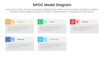 sipoc infographic template banner with big box table information with 5 point list information for slide presentation vector