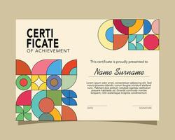 Modern colorful horizontal certificate of appreciation and achievement template with geometric style elements. vector