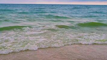 Black Sea Foam waves of green-blue color. Horizontal vision of 4k form. Coast of the Black Sea. photo