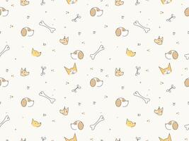 hand drawn dog seamless pattern background, animals backgroud vector