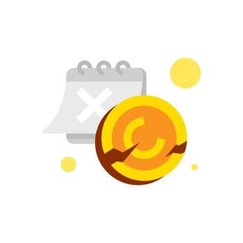 coin cannot be used, not valid, expired concept illustration flat design. simple modern graphic element for ui, infographic, icon vector