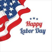 Labor day typography logo with red and blue text and stars element vector