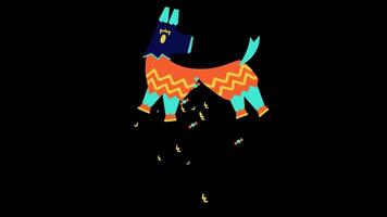 Open Pinata, Stock Overlay 4k Animation , 3D Motion Graphics loop Animation, with Chroma key, Alpha Channel, High Resolution, Black and Green Screen Background video