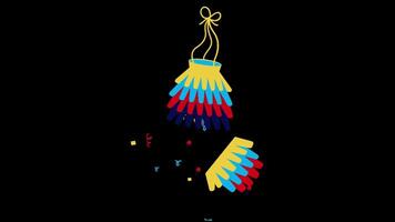 Open Pinata, Stock Overlay 4k Animation , 3D Motion Graphics loop Animation, with Chroma key, Alpha Channel, High Resolution, Black and Green Screen Background video