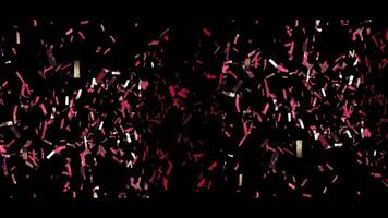 confete para festa celebração, estoque sobreposição 4k animação , 3d movimento gráficos ciclo animação, com croma chave, alfa canal, Alto resolução, Preto e verde tela fundo video