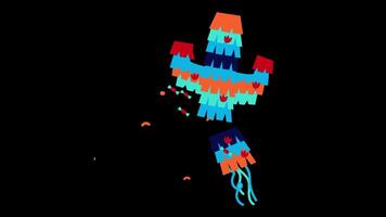 Open Pinata, Stock Overlay 4k Animation , 3D Motion Graphics loop Animation, with Chroma key, Alpha Channel, High Resolution, Black and Green Screen Background video
