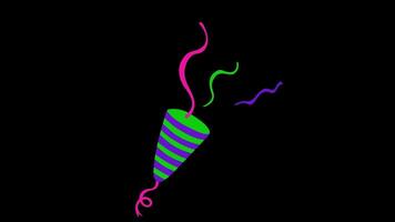 Confetti Party Popper, Stock Overlay 4k Animation , 3D Motion Graphics loop Animation, with Chroma key, Alpha Channel, High Resolution, Black and Green Screen Background video