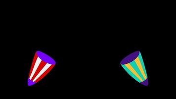 Confetti Party Popper, Stock Overlay 4k Animation , 3D Motion Graphics loop Animation, with Chroma key, Alpha Channel, High Resolution, Black and Green Screen Background video
