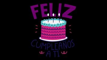 Mexican Birthday Greeting with Cake, Stock Overlay 4k Animation , 3D Motion Graphics loop Animation, with Chroma key, Alpha Channel, High Resolution, Black and Green Screen Background video