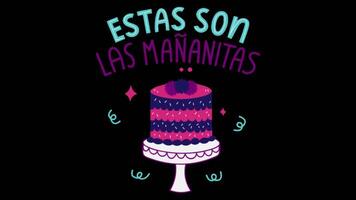 mexicano aniversário cumprimento com bolo, estoque sobreposição 4k animação , 3d movimento gráficos ciclo animação, com croma chave, alfa canal, Alto resolução, Preto e verde tela fundo video