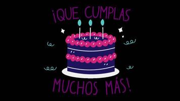 Mexican Birthday Greeting with Cake, Stock Overlay 4k Animation , 3D Motion Graphics loop Animation, with Chroma key, Alpha Channel, High Resolution, Black and Green Screen Background video