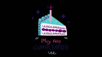 Mexican Birthday Greeting with Cake, Stock Overlay 4k Animation , 3D Motion Graphics loop Animation, with Chroma key, Alpha Channel, High Resolution, Black and Green Screen Background video