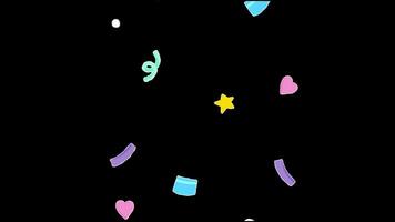 Confetti for Party Celebration, Stock Overlay 4k Animation , 3D Motion Graphics loop Animation, with Chroma key, Alpha Channel, High Resolution, Black and Green Screen Background video
