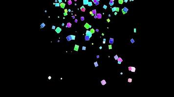 confete para festa celebração, estoque sobreposição 4k animação , 3d movimento gráficos ciclo animação, com croma chave, alfa canal, Alto resolução, Preto e verde tela fundo video