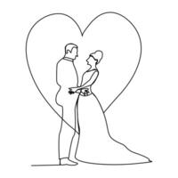 single line drawing heart vector
