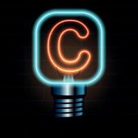Glowing Neon Letter C in Lightbulb Design Illustration vector