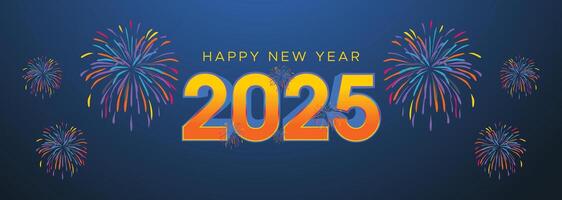 Happy New Year 2025 Web Banner design. Happy New Year Greetings Background Template. 2025 New Year Social Media Post Background for Wish Card, Brochure, Cover, Poster, Header vector