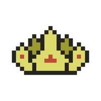 golden crown and red gems pixel art vector