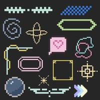 bundle set of varies elements pixel art vector