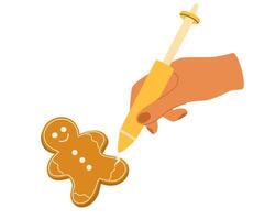 Christmas cookies. Process of making homemade cookies. Forms for cutting gingerbread. Merry Christmas and Happy Holidays. Flat illustration isolated on white background vector