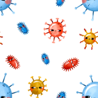 Seamless pattern with viruses and germs. Children's characters. Quarantine and pandemic. Background for children's room, textiles, wrapping paper png