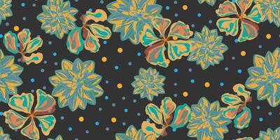 a colorful floral pattern on a black background vector