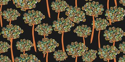 a pattern with trees on black background vector