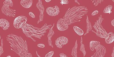 a jellyfish pattern on a pink background vector