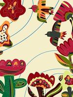 a colorful pattern with birds and flowers vector