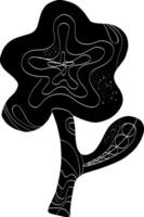 a black and white drawing of a tree with a star on it vector