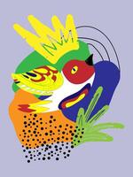 a colorful bird with a crown on its head vector
