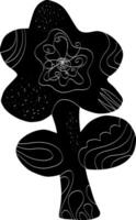 a black and white drawing of a tree with a flower vector