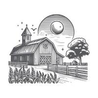 Farm Logo in Sketch Style vector