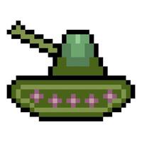 War machine armored tank in pixel art style vector