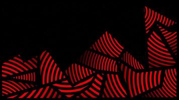 Red repeating lines complex pattern abstract design on black background, futuristic dark loop able background video